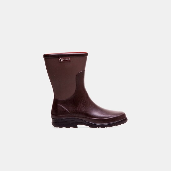 Aigle Rubber Leisure Ankle Garden Boots Women Burgundy ZA-73890